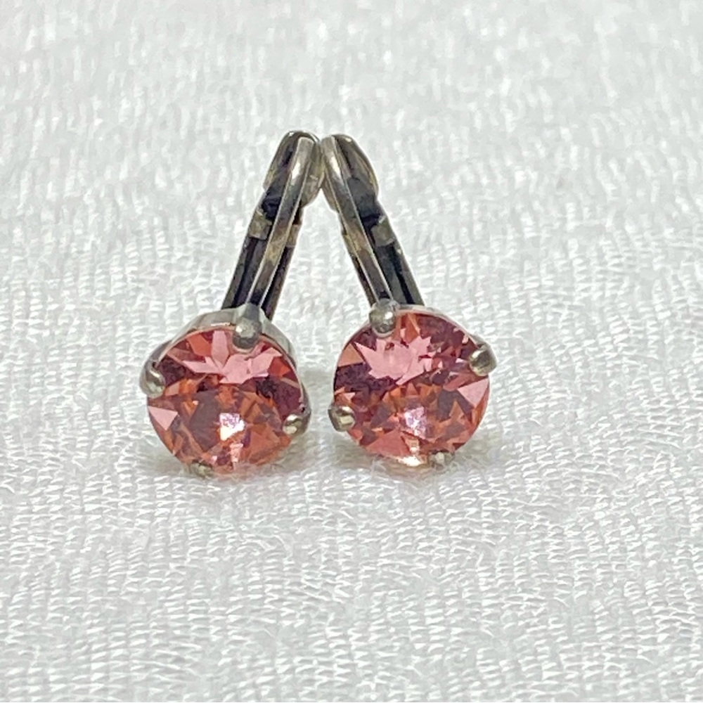 Sabika Pink Silver Earrings with Round-Cut Gemstones